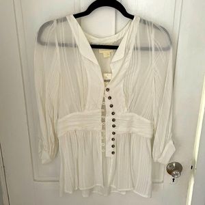 Maeve by Anthropologie Creme Blouse